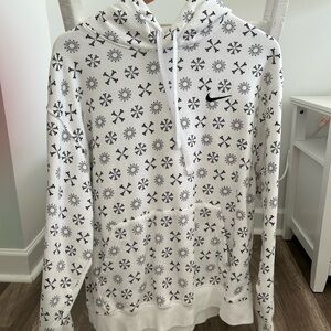 Nike White Hoodie with Black Floral Design